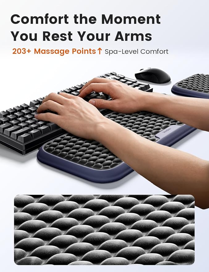 Vaydeer Extra Large Wide Wrist Rest Set for Keyboard and Mouse, Computer Ergonomic Wrist Support, Armrest Elbow Pad Mouse Rest, Typing Pain Relief Soft Memory Foam Desk Cushion for Office Work Gaming - Image 6