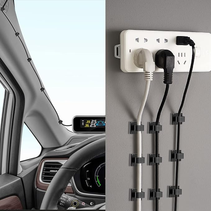 XHF 120 PCS Adhesive Cable Wire Clips Black, Outdoor Christmas Light Clips, Cable Management Wire Organizer Cord Holder for Under Desk, Car, Wall, TV PC Ethernet Cable - Image 7