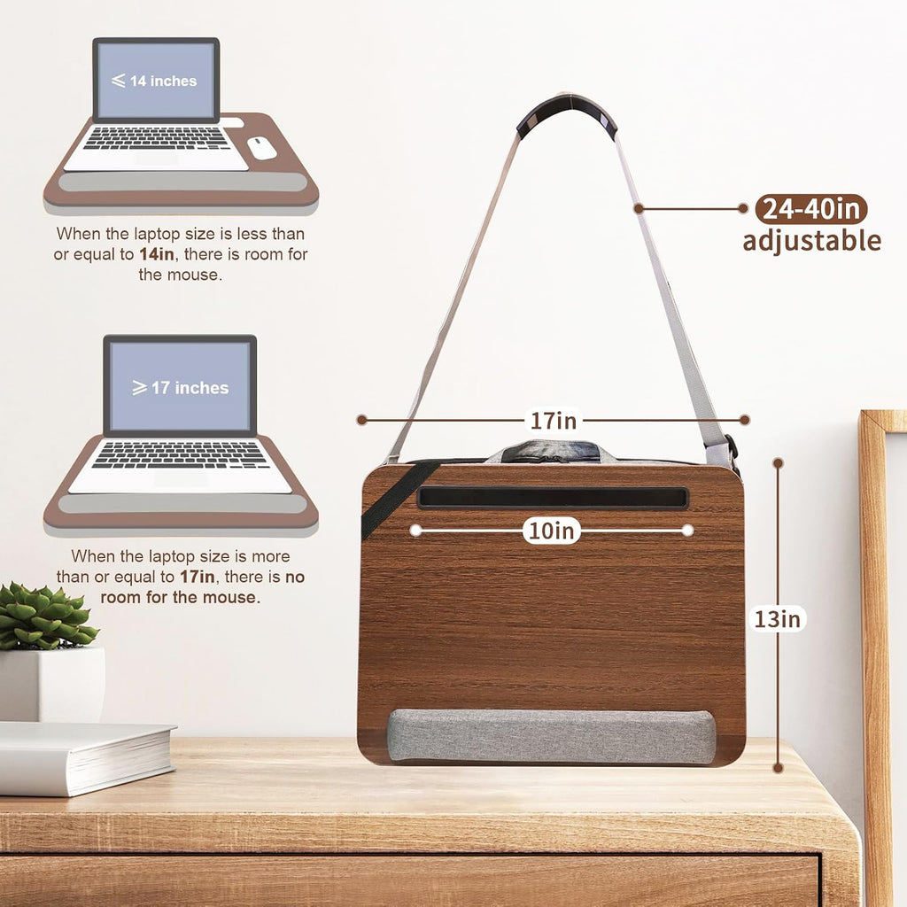 Lap Desk,Cushioned Laptop Desk with Storage Fits 15.6in,Walnut - Image 4