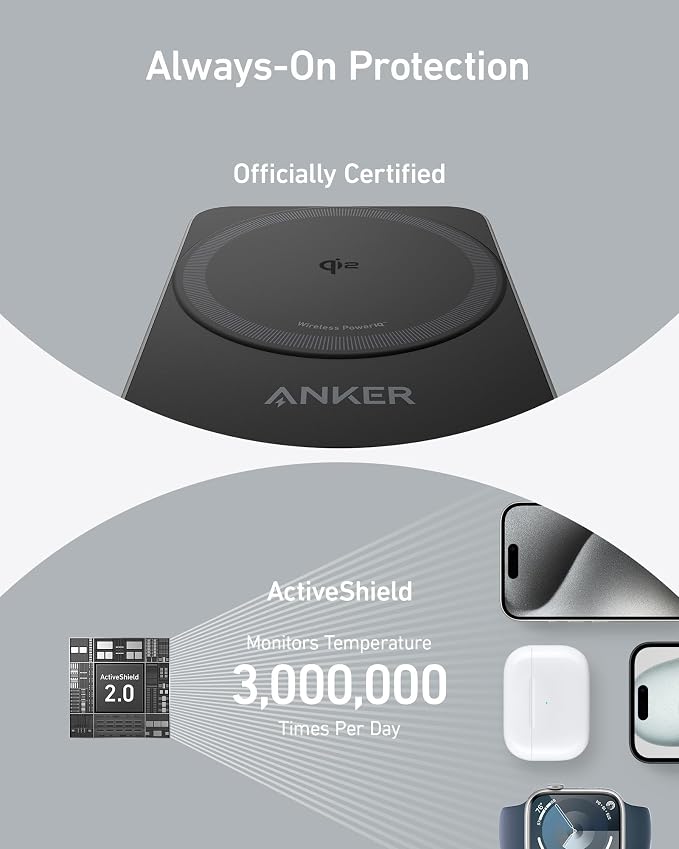 Anker MagGo 3-in-1 MagSafe-Compatible Qi2 15W Foldable Charging Station | Qi2-Certified Wireless Charging Stand for iPhone 17 - 12 Series, AirPods, Apple Watch Ultra(Non-Battery, Adapter Included) - Image 4