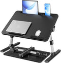 SONGMICS Bed Laptop Desk, Adjustable Laptop Desk for Bed with 8 Heights, Portable Foldable Bed Table, for Bedroom and Living Room, 23.6 x 15.7 x 9.8 Inches, Ink Black ULLD118B101 by SONGMICSbySONGMICSHOME