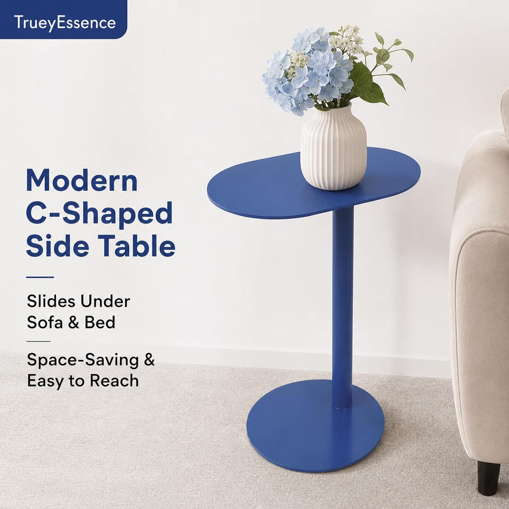 Metal C-Shaped Side Table, Modern End Table for Couch Sofa Bed Small Coffee Drink Tables 25" Height for Home Office Cafe - Image 3