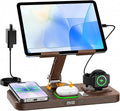 Wireless Charging Station for Apple Devices, Only for Apple Watch Charging | Included Type-C Cable for Tablet Charging, Foldable Wireless Charging Station, Cycling Ambient Lights, Time Clock Display by Hostena