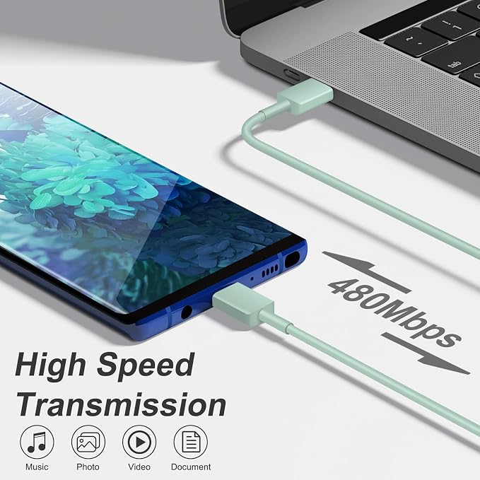USB C Charger Type C Charger Fast Charging Long 10FT 45W Samsung Charger | for iPhone Air/17 Plus/17 Pro/17 Pro Max/16 Plus/16 Pro/16 Pro Max/15 Pro Max/iPad Pros/Samsung Galaxy S26/S25,Android(Green) - Image 4