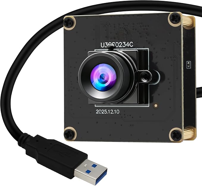 ELP High Speed 200FPS Global Shutter USB3.0 Camera Module Wide Angle 100° Webcam Board for Computer Mini UVC USB3.0/2.0 PC Camera Fast Frame 1200P 120fps Lightburn Cameras for Laser AR0234 Webcamera by ELP