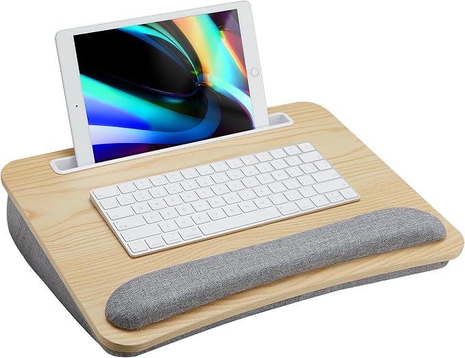 HUANUO Laptop Lap Desk with Cushion, Fit up to 15.6" Laptop，Light Wood | Portable Lap Desk with Pillow Cushion, Anti-Slip Strip & Storage Function for Home Office Students as Computer Laptop Stand - Image 8