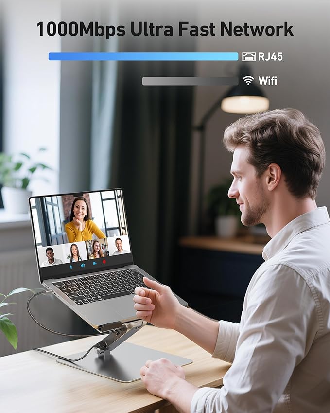 BENFEI Laptop Stand with USB C 6in1 Docking Station, HDMI 4K@60Hz,Gigabit Ethernet, 100W Power Delivery, 10Gbps 1*USB C 3.2 and 2*USB A 3.2 Compatible with MacBook Pro/Air, iPad Pro, XPS, Thinkpad - Image 6