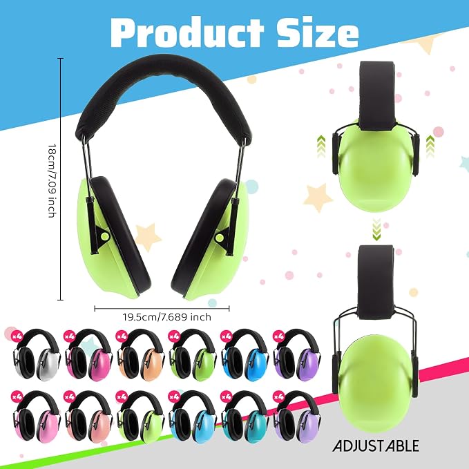 48 Pcs Kids Ear Protection Noise Cancelling Headphones Noise Reduction Ear Muffs 27dB Hearing Protection (12 Colors) - Image 2