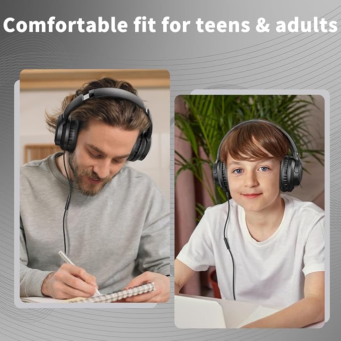 Botesty Sound Headphones Wired with Microphone, Over Ear Foldable 3.5mm Plug in Headphones with 4.9ft Tangle-Free Nylon Cord for Tablet, Laptop, MP3/4, School, Airplane Travel (Black) - Image 5