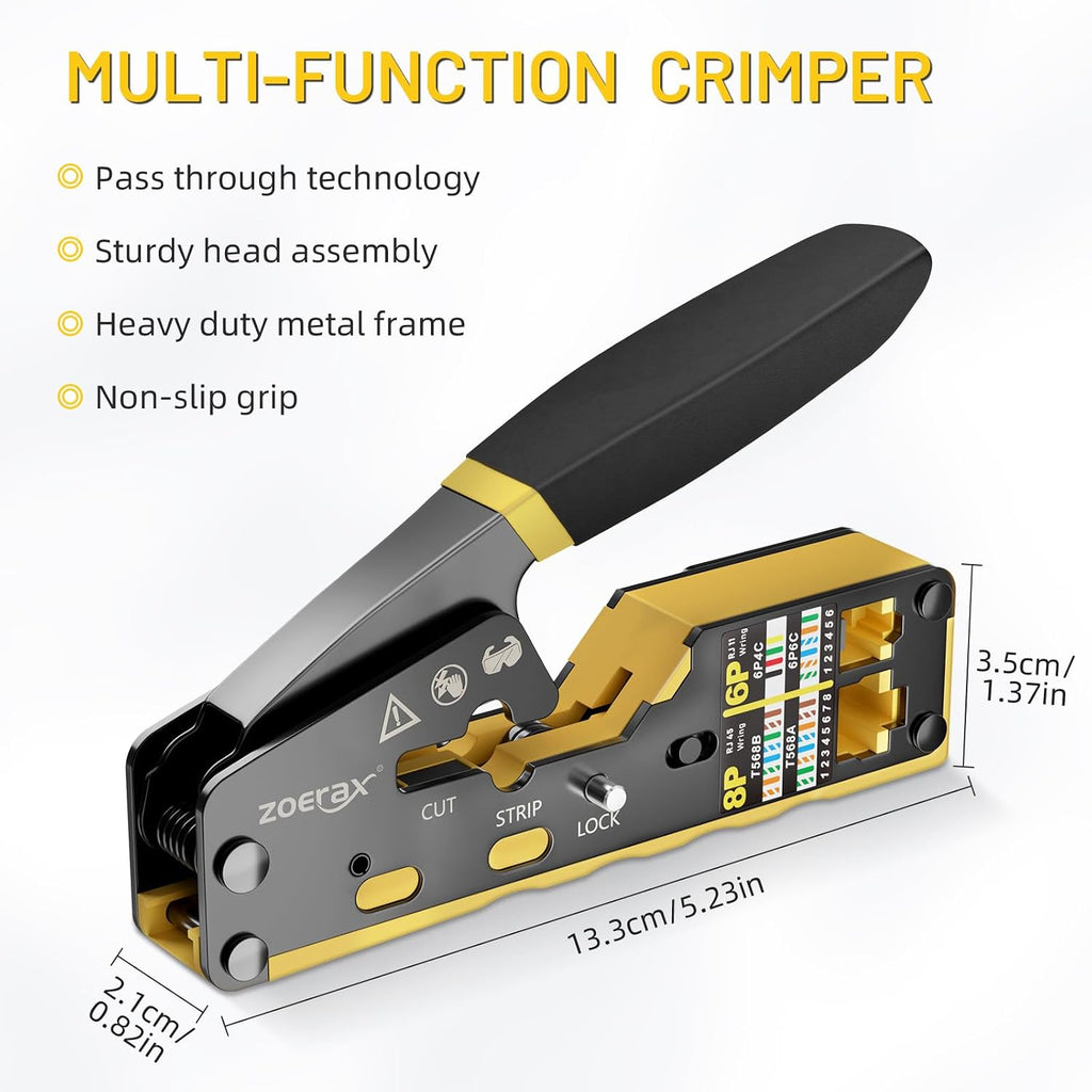RJ45 Crimping Tool Ethernet Crimp Tool Crimper, Yellow - Image 8