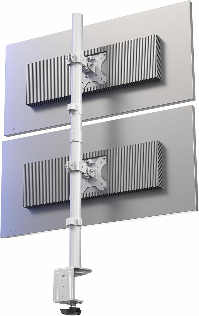 VIVO Dual Monitor Desk Mount for 13 to 34 inch Screens, STAND-V002TW | White, Adjustable Monitor Arm, Grommet or C-Clamp Mounting, Vertical Computer Stand for 2 Monitors, Holds 22 lbs Each by Unknown