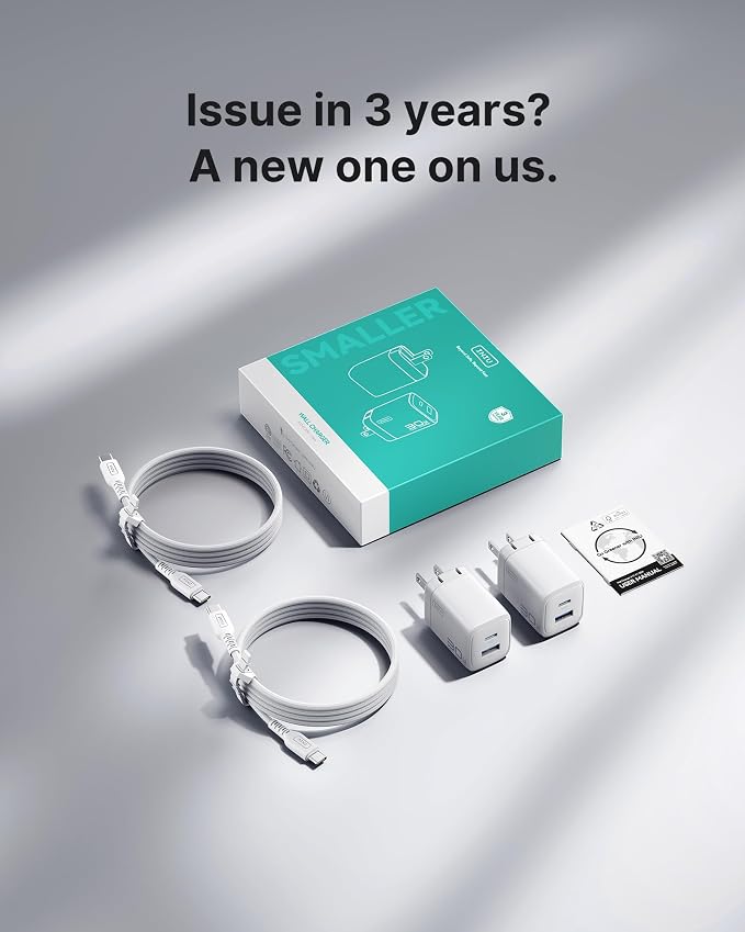INIU Mini USB C Charger, 30W GaN Fast Charging ETL Certified Wall Adapter Block with Smart Phone Protection, Dual Port with 5ft Type C Cable for iPhone 17 iPad Samsung Google Switch etc [2-Pack White] - Image 7