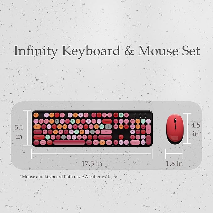 Colorful Wireless Keyboard and Mouse Combo Red Colorful | Full-Sized Office Keyboard with Typewriter Flexible Keys, 2.4GHz Dropout-Free Connection, Optical Mouse for PC Laptop - Image 6