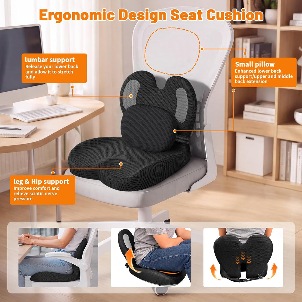 Ergonomic Seat Cushion & Lumbar Support Pillow for Office - Image 4
