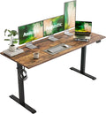 Agilestic Electric Height Adjustable Standing Desk, 63 Inch, Rustic Brown | Smooth Height Adjustment, Memory Presets, Hooks, Stable Steel Frame,154 lbs Capacity, Easy Assembly, Splice Board by Agilestic