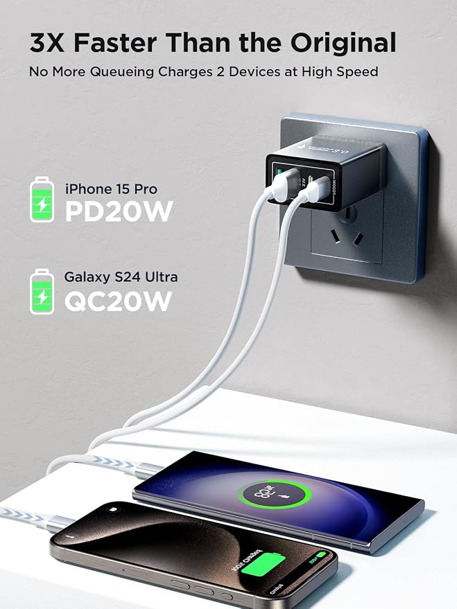 USB C Wall Charger Block, 40W USB C Charger Block QC Wall Plug + PD Power Adapter Multiport Brick Type C Fast Charging Block for iPhone 17 16 15/14 Pro Max/13 Pro/12/11/8, XR/XS/X, Samsung Cube - Image 3