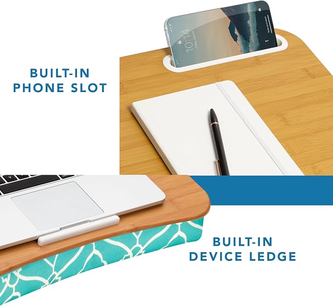 LAPGEAR Designer Lap Desk – Aqua Trellis, 2-Pack with Storage Basket - Image 5