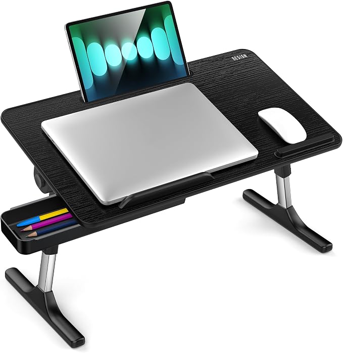Besign LT05 Adjustable Laptop Table, Lap Desk, Portable Standing Bed Desk, Foldable Sofa Breakfast Tray, Notebook Computer Stand for Reading and Writing, Medium Size, Black - Image 8
