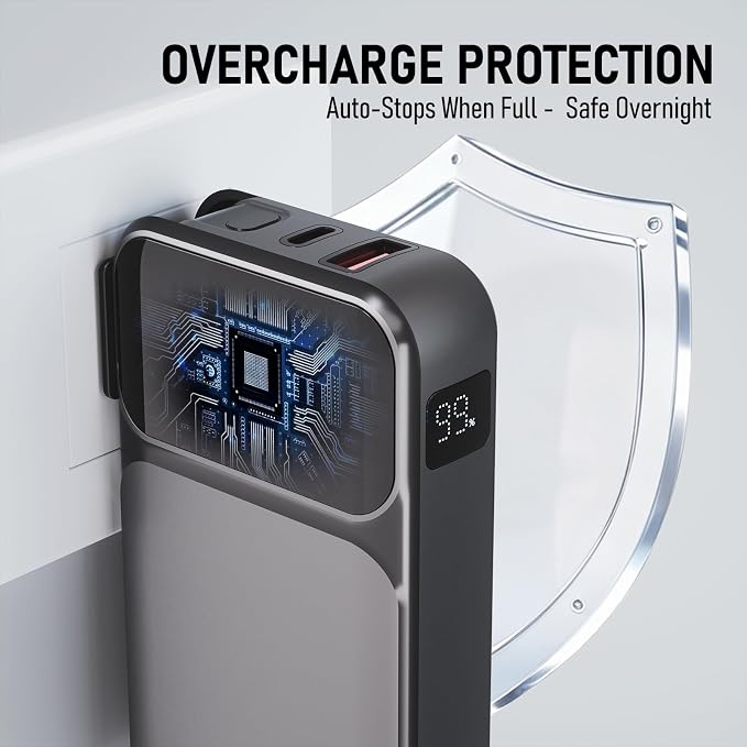 Portable Charger with Wall Plug, 20000mAh Power Bank 22.5W Fast Charging, Built-in Lightning & Type-C Cables for iPhone Samsung Android, 4-in-1 Travel Charger - Image 8
