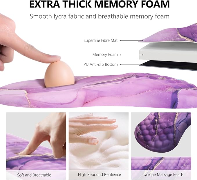 Ergonomic Mouse Pad with Wrist Support and Keyboard Wrist Rest Set | Memory Foam Wrist Cushion, Non-Slip PU Base, Massage Design, Relieves Wrist Pressure for Work, Gaming & Office Use - Image 3