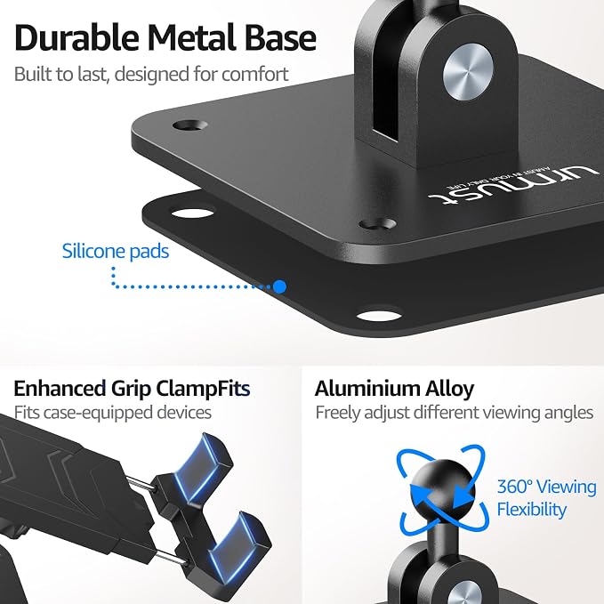 Tablet Wall Mount Ipad Holder, 4.7-15.6" | 360° Adjustable, iPad, Galaxy Tab, Sturdy Aluminum, For Home, Office & Public Spaces - Image 6