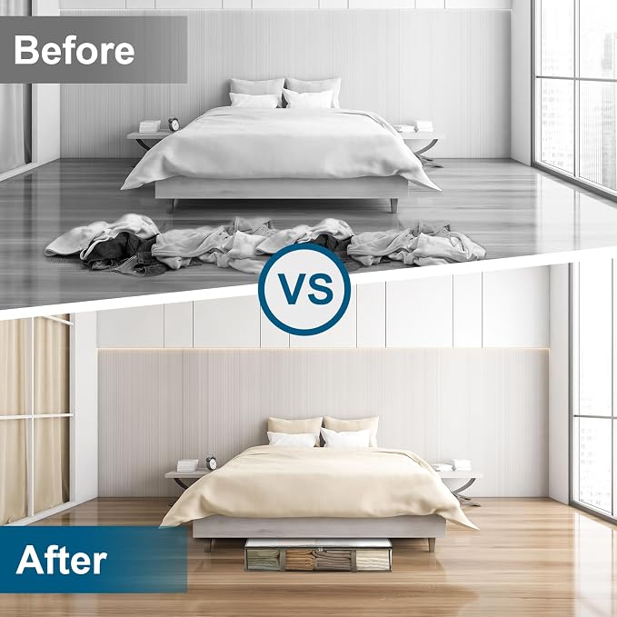 2 Pack Under Bed Storage Containers Bins, Humid-Proof Plastic Underbed Storage Bins, Clothes Storage and Organization Bags, Under the Bed Blanket Storage with Handles for Clothes, Bedroom - Image 5