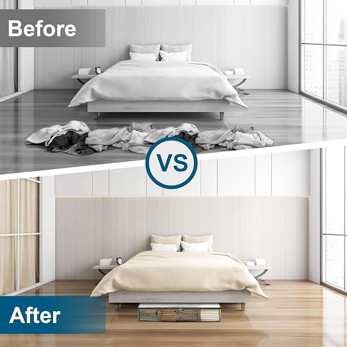 LANDNEOO 6 Pack Under Bed Storage Containers Bins, Humid-Proof Plastic Underbed Storage Bins, Clothes Storage and Organization Bags, Under the Bed Blanket Storage with Handles for Clothes, Bedroom - Image 5