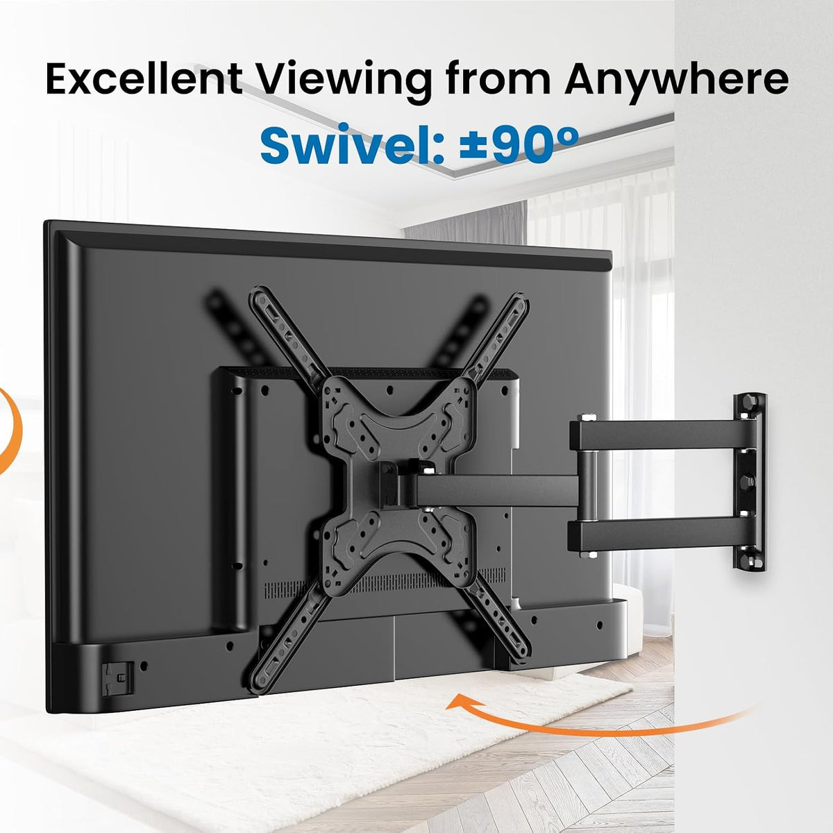 TV Wall Mount for Most 14-60 Inch TVs, Full Motion TV Mount with Perfect Center Design, Extension Tilt Swivel TV Mount Articulating Mount Max 400x400mm - Image 5