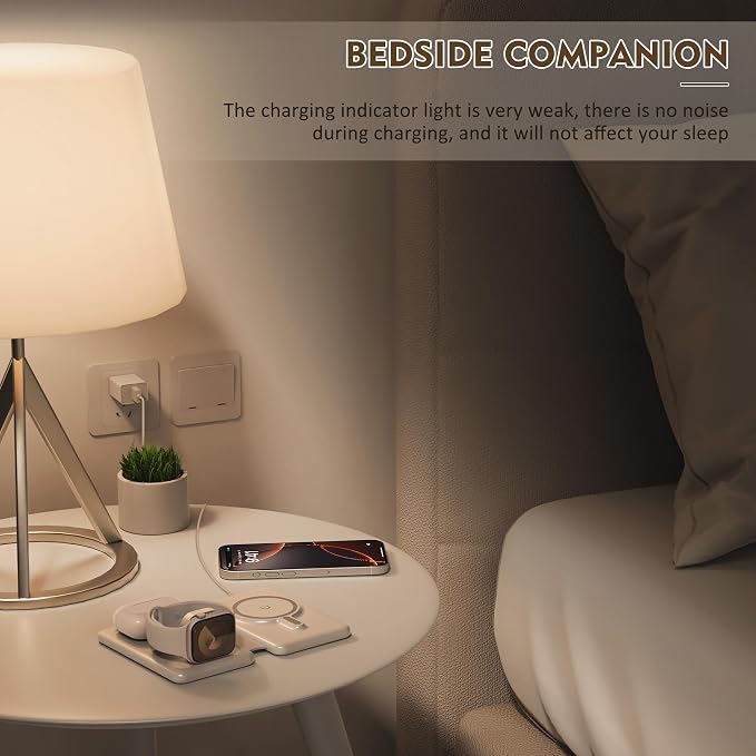 Charging Station for Apple Devices: Magnetic Wireless Charger for iPhone | Charges iPhone 17-12 Watch & AirPods Simultaneously,No Cable Clutter on Desk Bedside,Foldable Compact for Travel, 18W Adapter - Image 5