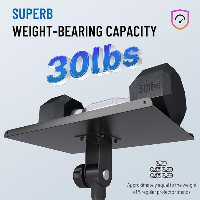 CAHAYA Projector Stand Tripod Adjustable Height Portable Laptop Rack Tray | 26-51.5" Adjustable Height Holder for Projectors Laptops Books Tablets Heavy-duty Stand for Outdoor Movies Music - Image 3