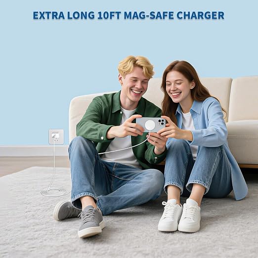 Magnetic Wireless Charger for iPhone,2 Pack Apple Magsafe Charger 10FT Long | Fast Charging Pad iPhone Wireless Charger with USB C Charging Block for iPhone 17 Pro Max/17e/17 Air/16 Pro/15/14/13/Air-Pods - Image 4