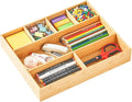 Large Bamboo Desk Drawer Organizer, Wood Office Junk Tray, 15"x12" | 2.4" Tall for Deep Drawer - Adjustable slots - Anti Slip Silicone Pads - Versatile Storage Box in Kitchen, Pantry by Umilife
