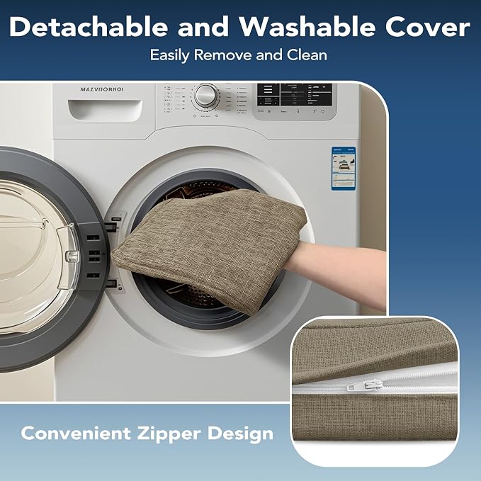 Chair Cushions for Dining Chairs, Non Slip Chair Pads with Ties and Washable Covers, Memory Foam Kitchen Chair Cushions Set of 4, 16"X16"X2.5", Khaki - Image 4