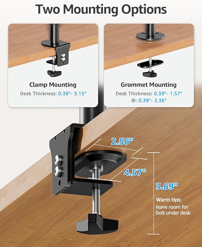 MOUNTUP Quad Monitor Stand, 4 Monitors Desk Mount for 17 to 32 inch Computer Screens, Fully Adjustable Stacked Mount with Tilt Swivel, 4 Heavy Duty Monitor Mount, Holds up to 17.6lbs per Arm - Image 5