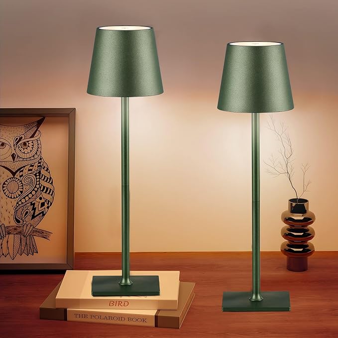 CHLORANTHUS 2 Pack Cordless Table Lamps, 3 Colors Stepless Dimming, 5000mAh Rechargeable Battery LED Desk Lamp for Bedroom/Couple Dinner/Desk/Cafe/Dining Room/Terrace - Image 2