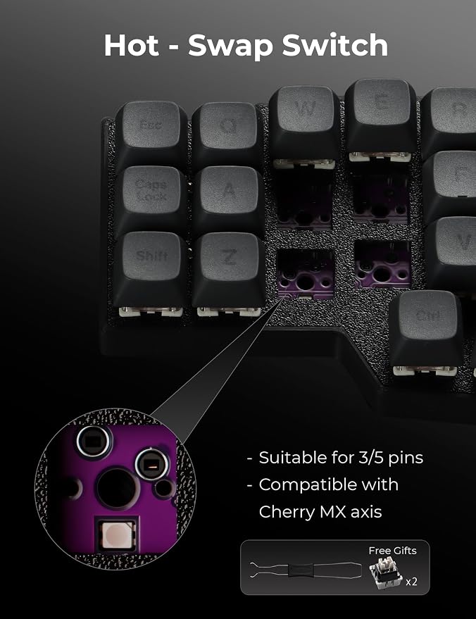 YIVU Corne V4.1 Split Ergonomic Keyboard, 40% 3x6 Ortholinear Layout, Hot-Swappable Mechanical Keyboard with Per-Key RGB, Vial and VIA Programmable, Comes with Pre-Lubed Linear Switches (Wired) - Image 7