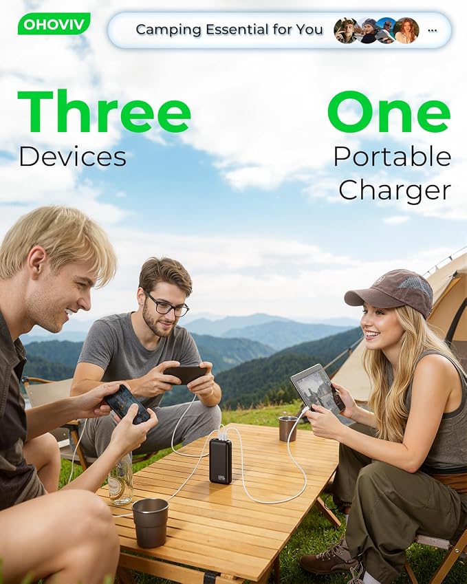OHOVIV Portable Charger Power Bank 50000mAh,PD 22.5W Battery Pack | 4× Faster Charging,Up to 55% in 30mins,Travel Essential,Portable Phone Charger for iPhone 17/16/15 Series,Galaxy,Tablet,Black - Image 8