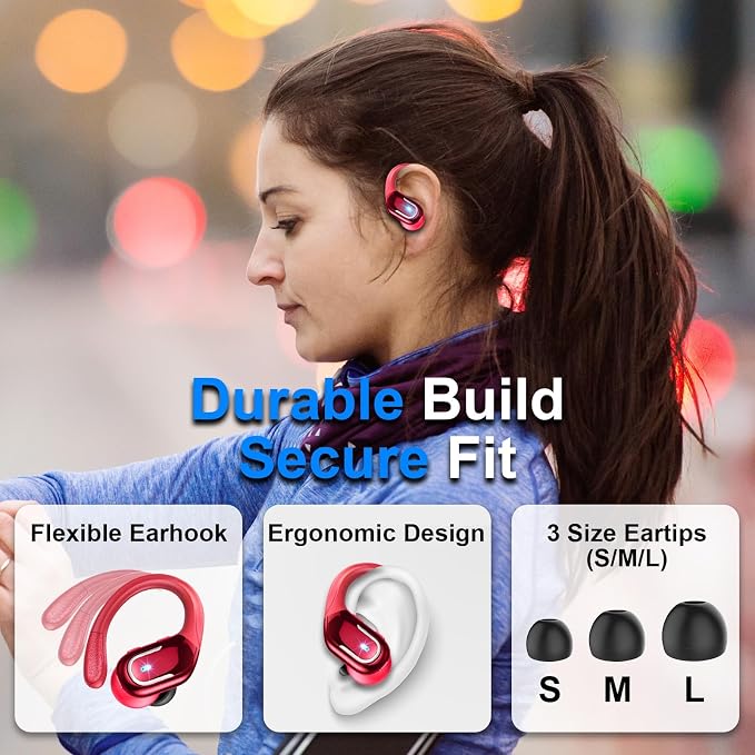 Wireless Earbud, 75Hrs Bluetooth 5.4 Headphones IP7 Waterproof for Sport, Running Wireless Earphones with ENC Noise Canceling Mics, Deep Bass Over Ear bud with Earhooks for Android, iOS, Workout, Gym - Image 2
