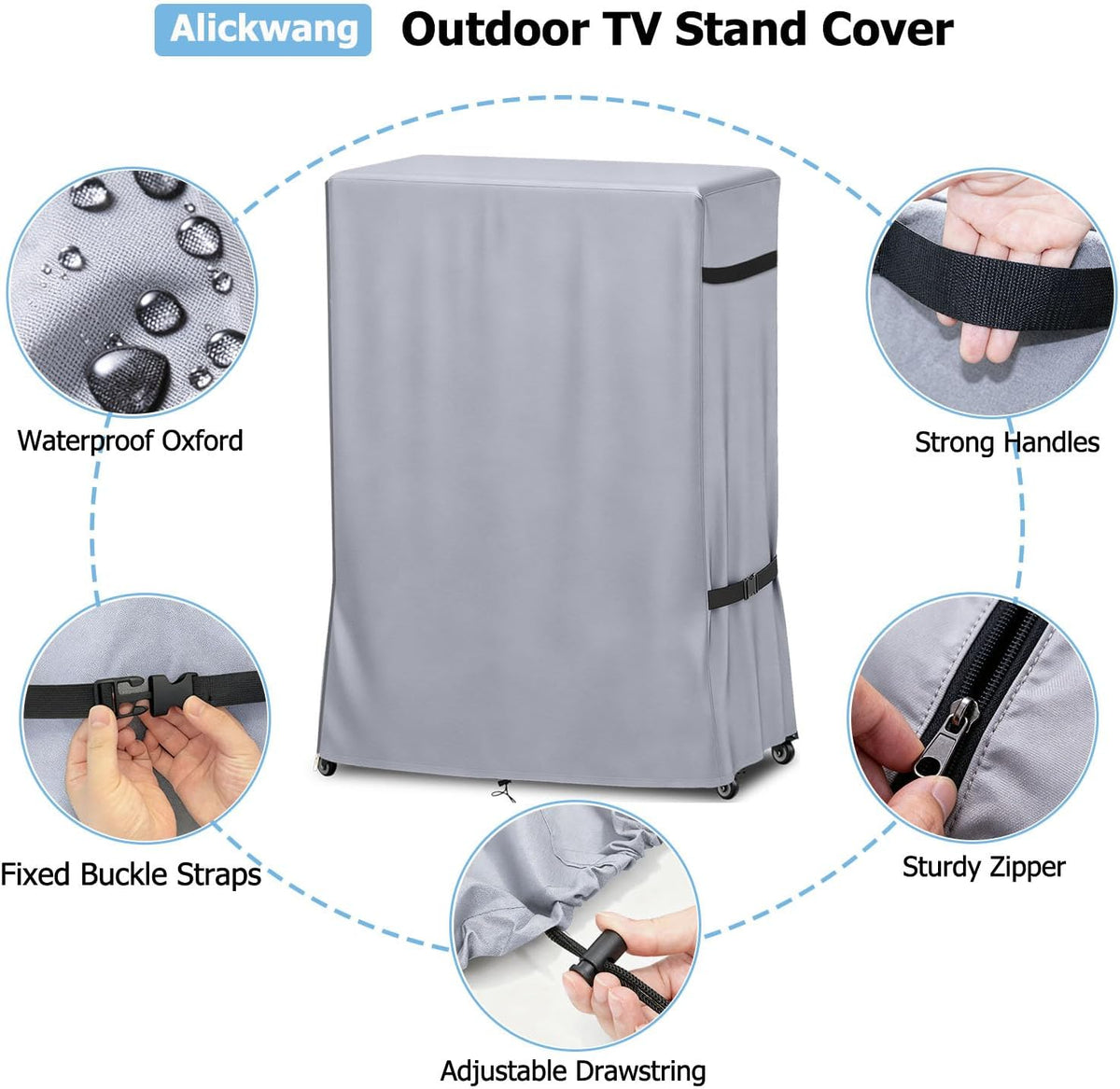Weatherproof 45-50Inch Outdoor TV Stand Cover for Rolling/Mobile Stand - Image 3