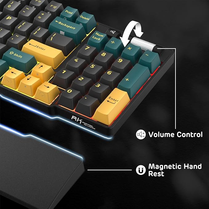 RK ROYAL KLUDGE RK96 RGB Wireless Mechanical Gaming Keyboard w/Wrist Rest | 90% 96 Keys Hot Swappable Mechanical Keyboard, 3-Mode BT5.0/2.4G/USB-C, Volume Control, Software Support & Massive Battery - Image 5