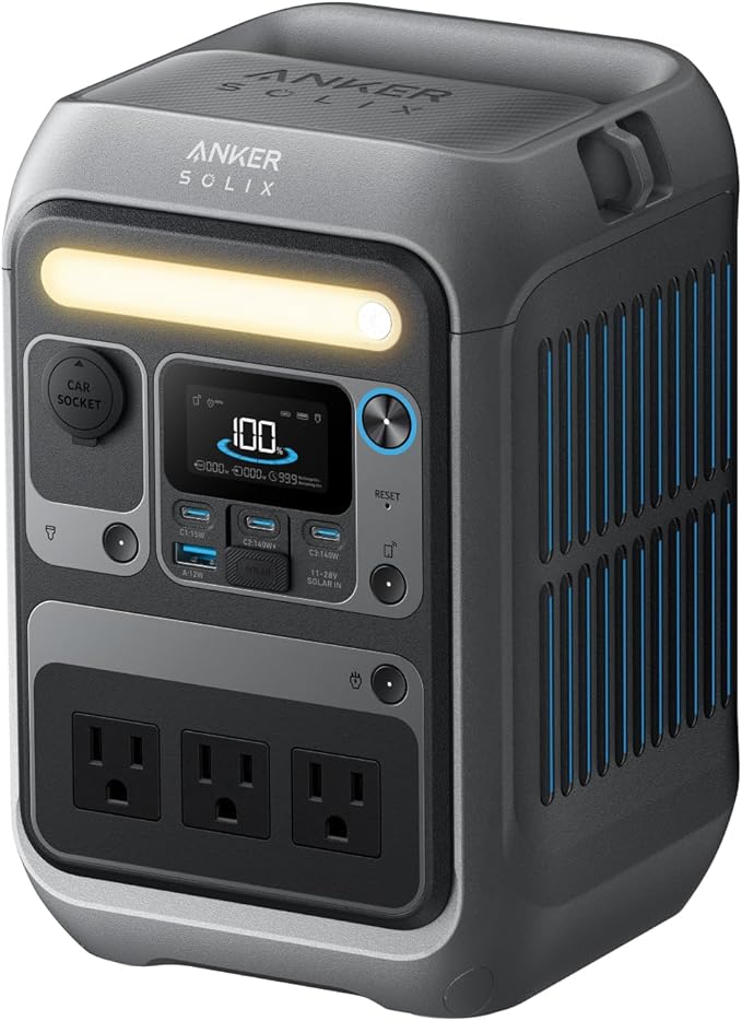 Anker Portable Power Station SOLIX C300, 288Wh LiFePO4 Backup Battery, 300W Solar Generator, 140W Two-Way Fast Charging, for Camping, Hunting, Travel, Blackout & Emergencies (Solar Panel Optional) by Unknown