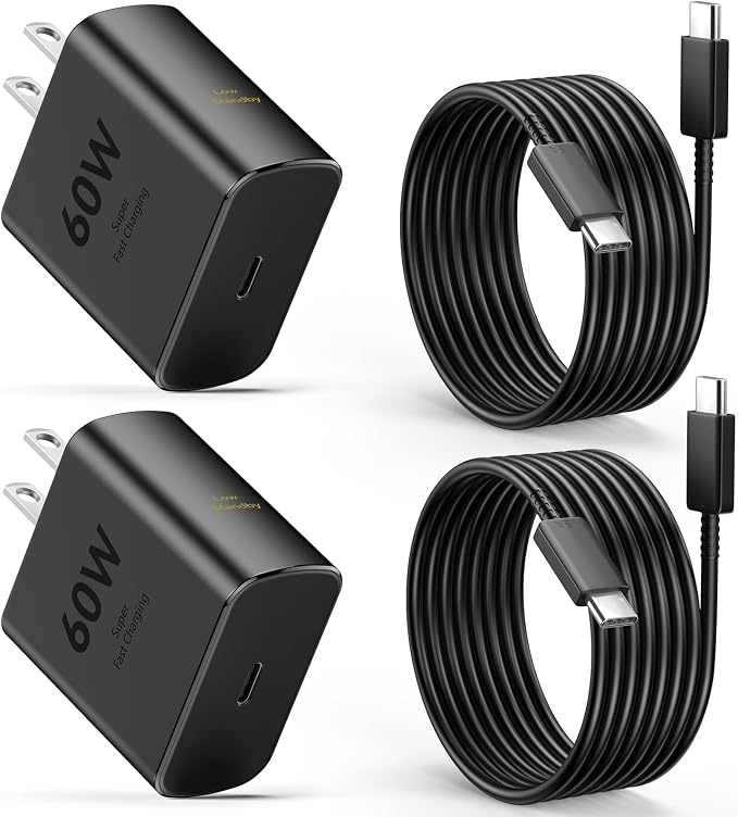 60W USB C Super Fast Charger Type C Android Phone Charger Fast Charging Block with 12ft USB-C to USB-C Cord Compatible with Samsung Galaxy S26 Ultra/S26/S26+/S25/S25 Ultra/S25+/S24, MacBook, iPad by Ubearkk