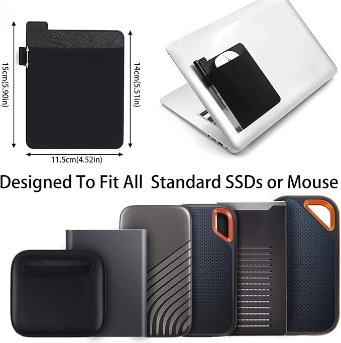 Portable Hard Drive Sleeve for Laptop - SSD Solid State Drive - Reusable Adhesive - Stick on External Hard Drive Carrying Case - Travel Pocket Pouch - Image 2