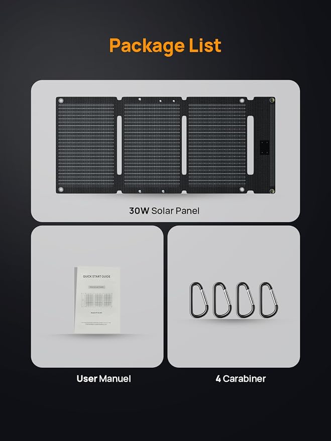AFERIY 30W Portable Solar Panel Chargers QC3.0 18W USB-A USB-C Output Foldable Small Power Emergency ETFE Panels IP67 Waterproof Camping Backpacking Hiking for Cell Phone Power Banks Flashlight - Image 6