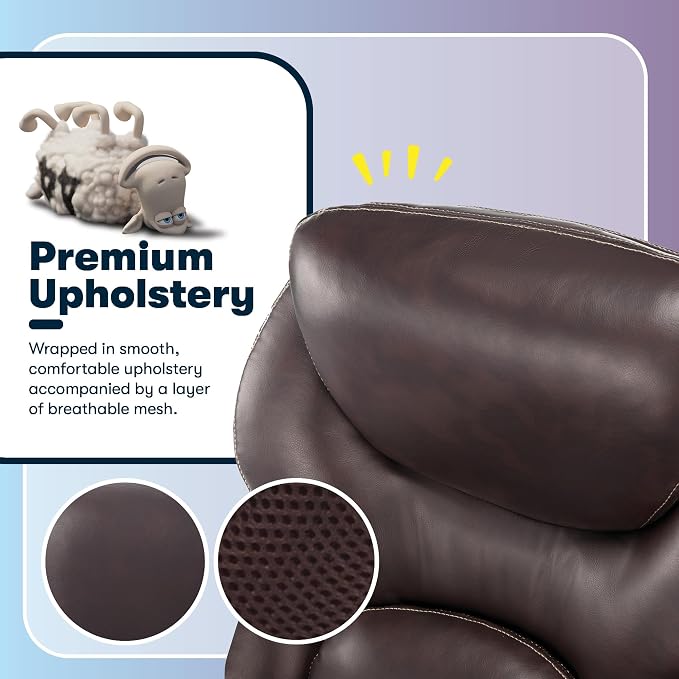 Serta Ergonomic Home Office Chair Pivot Lumbar Support, Leather Desk Chair | Claremont, Adjustable Arms, Height & Tilt, Foam Seat & Headrest Cushion, Home Gaming Chair lower Back Pain, Chestnut Brown - Image 8