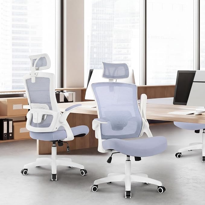 NEO CHAIR Office Desk Chair with Ergonomic High Back Mesh Headrest, Purple | Adjustable Headrest and Lumbar Support with Flip-Up Armrests Designed for Extended Sitting Comfort While Saving Space - Image 7