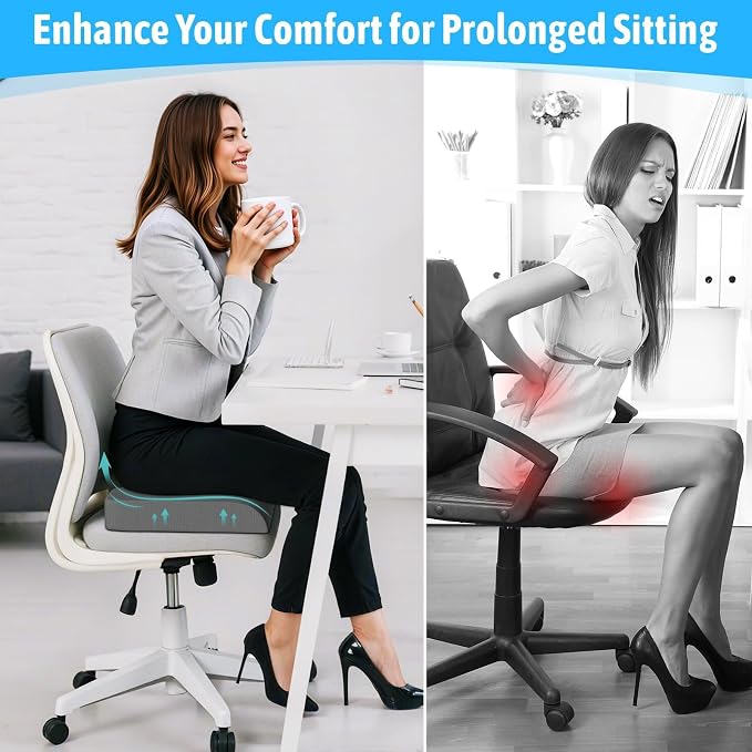 TranquilMoments Seat Cushion, Gel Wheelchair Seat Cushion, Grey | Wheelchair Seat Cushion Cooling Gel Memory Foam, Tailbone Pain Relief & Non - Slip Bottom Chair Cushion - Image 6