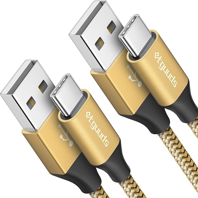 etguuds 4ft USB A to USB C Cable, 2Pack Fast Charging Cord Type C Charger | for iPhone 17 16 15 Pro Max Plus 16e 17 Air, Samsung Galaxy S26 S25 S24 S23 S22 S21 S20 A17 A16 A56 A55 Flip Fold, Gold by etguuds