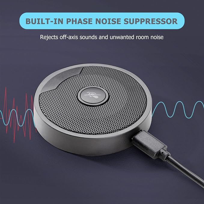 USB Microphone for PC, Computer Mic with Mute Button, Plug & Play | Noise Cancelling, 360° Omnidirectional Pickup, Conference Calls, Video Conference, Laptop, USB Connector,Table Mic - Image 6