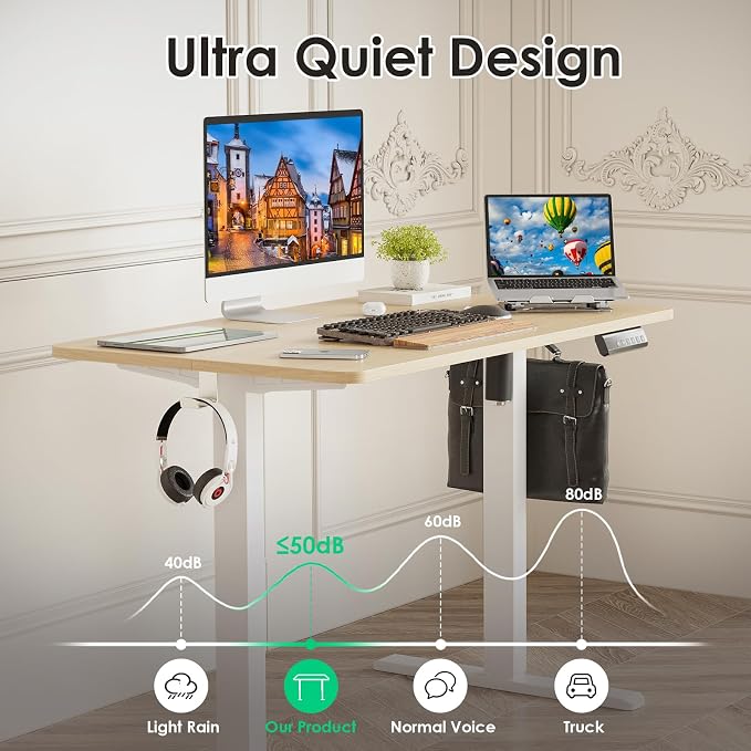 Electric Standing Desk Adjustable Height Sit Stand Home Office Desk with Splice Board - Image 6